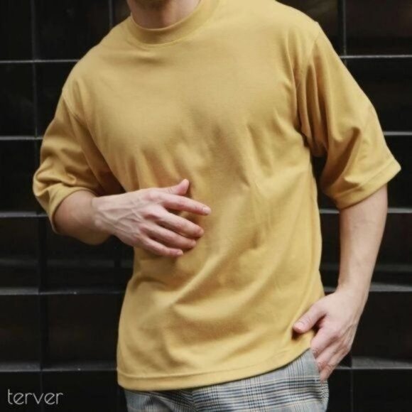 TERVER Men’s Dropped Shoulders thick Short sleeve cotton blend tee Size L NWT - Picture 1 of 7
